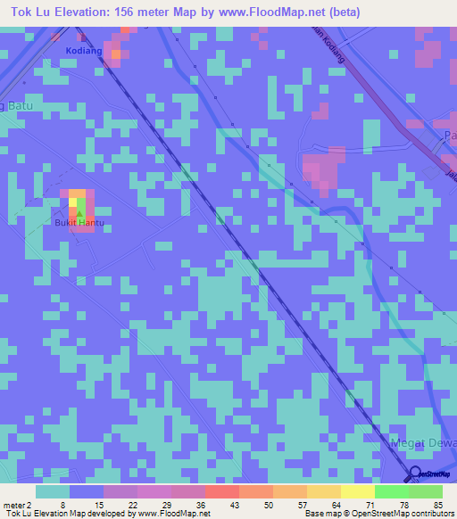 Tok Lu,Malaysia Elevation Map