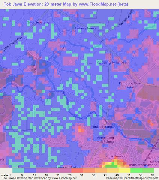 Tok Jawa,Malaysia Elevation Map