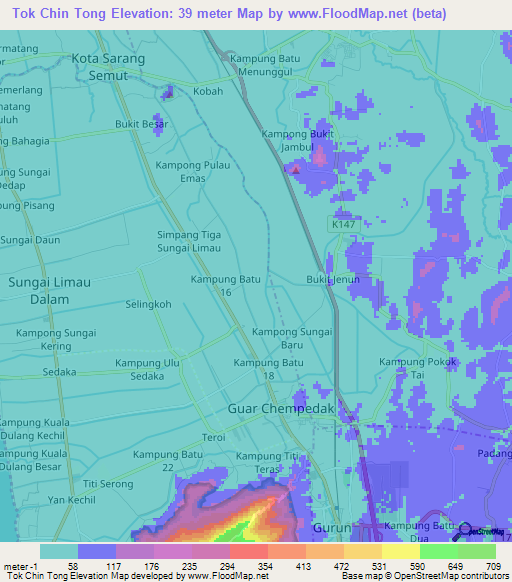 Tok Chin Tong,Malaysia Elevation Map