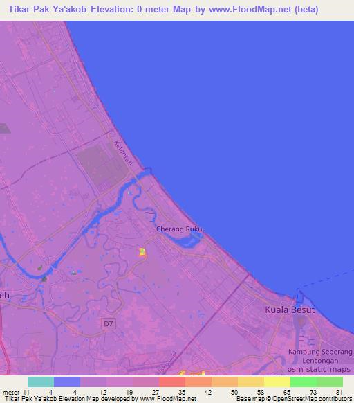 Tikar Pak Ya'akob,Malaysia Elevation Map