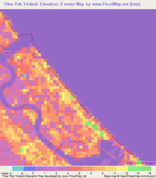 Tikar Pak Ya'akob,Malaysia Elevation Map