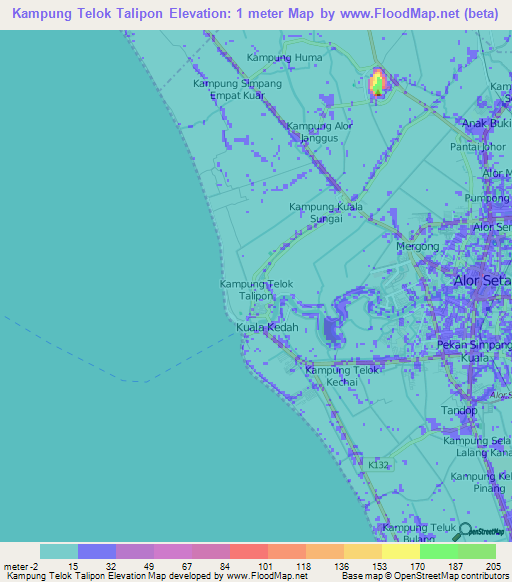 Kampung Telok Talipon,Malaysia Elevation Map