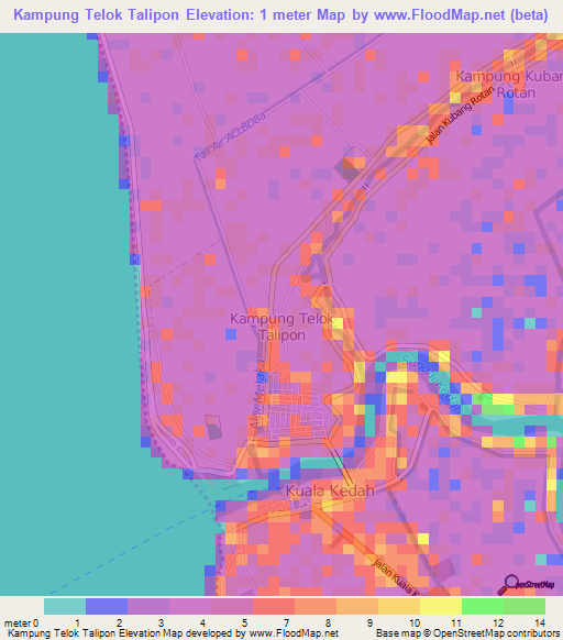 Kampung Telok Talipon,Malaysia Elevation Map