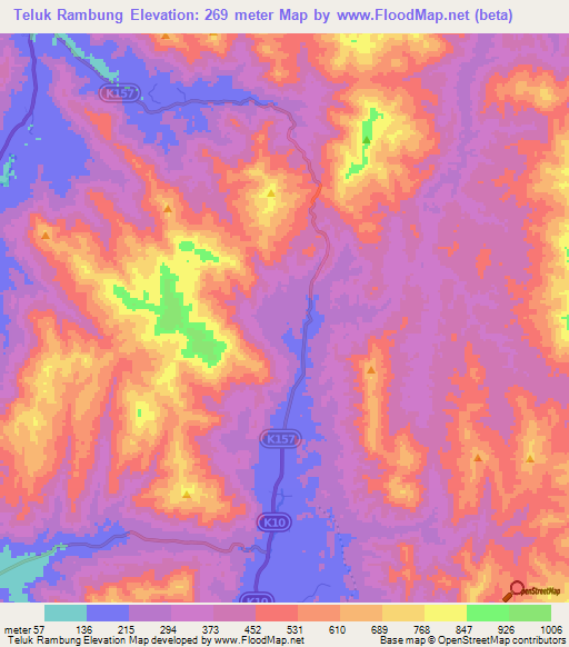 Teluk Rambung,Malaysia Elevation Map