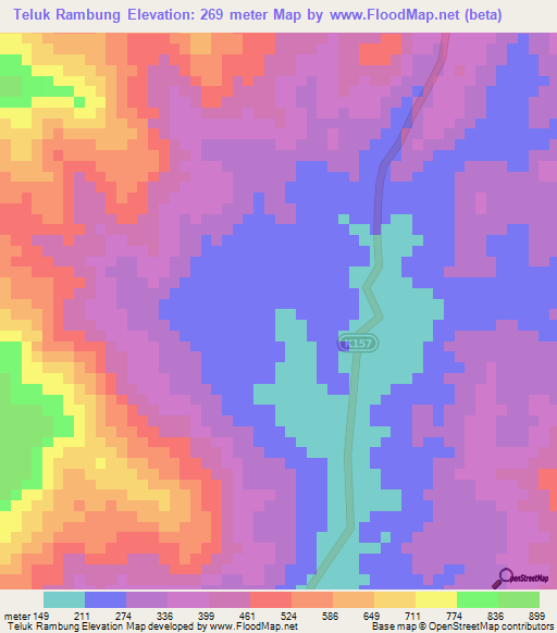 Teluk Rambung,Malaysia Elevation Map