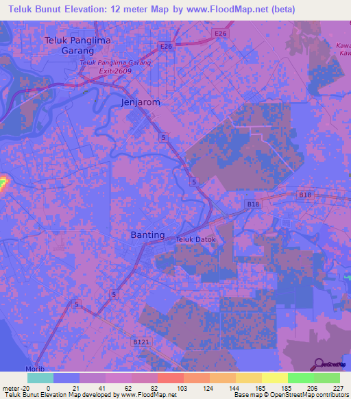 Teluk Bunut,Malaysia Elevation Map