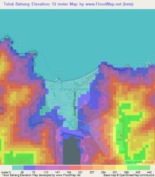 Teluk Bahang,Malaysia Elevation Map