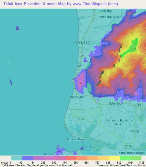 Teluk Ayer,Malaysia Elevation Map