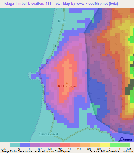 Telaga Timbul,Malaysia Elevation Map