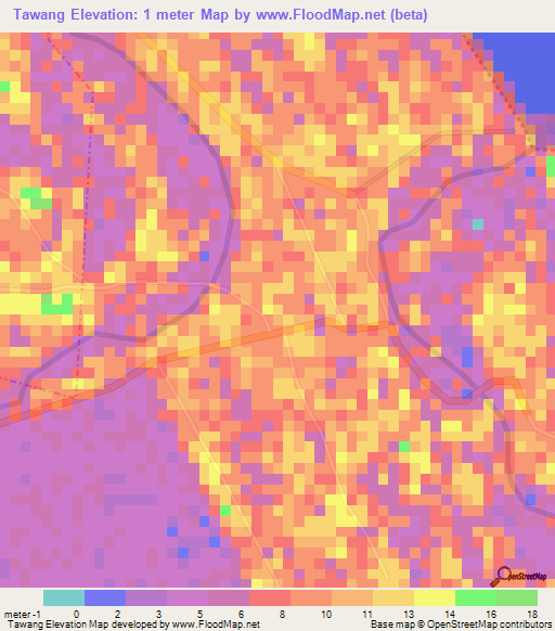 Tawang,Malaysia Elevation Map