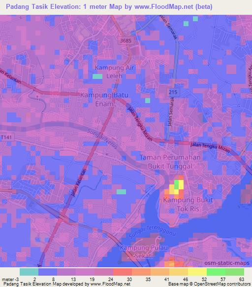 Padang Tasik,Malaysia Elevation Map