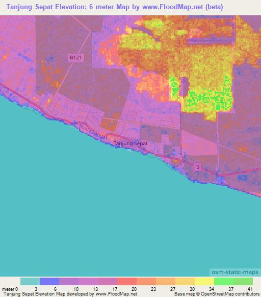 Tanjung Sepat,Malaysia Elevation Map