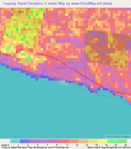 Tanjung Sepat,Malaysia Elevation Map