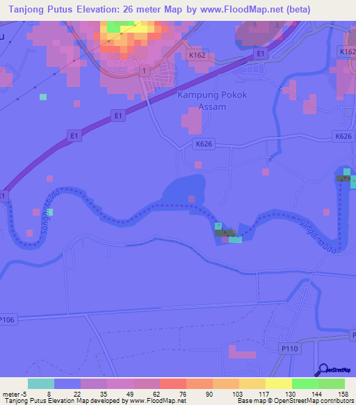 Tanjong Putus,Malaysia Elevation Map