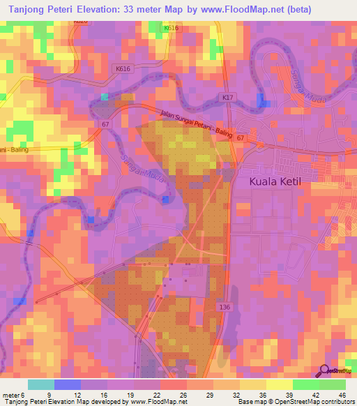 Tanjong Peteri,Malaysia Elevation Map