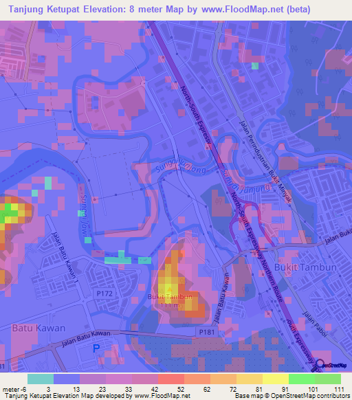 Tanjung Ketupat,Malaysia Elevation Map