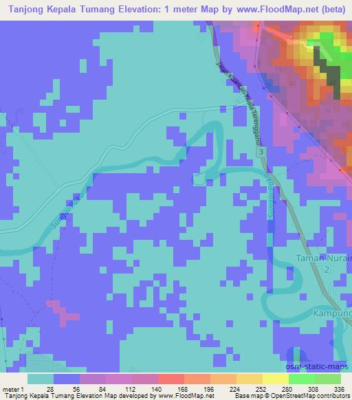 Tanjong Kepala Tumang,Malaysia Elevation Map