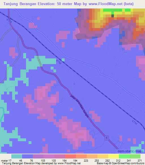 Tanjung Berangan,Malaysia Elevation Map
