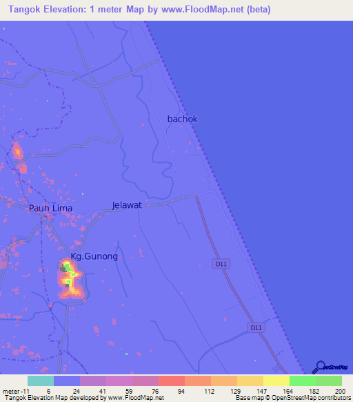 Tangok,Malaysia Elevation Map