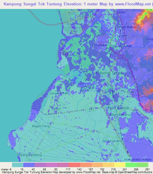 Kampung Sungai Tok Tuntung,Malaysia Elevation Map