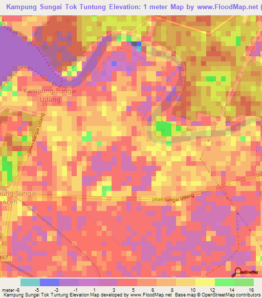 Kampung Sungai Tok Tuntung,Malaysia Elevation Map