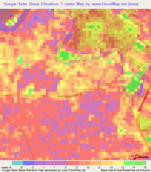 Sungai Setar Besar,Malaysia Elevation Map