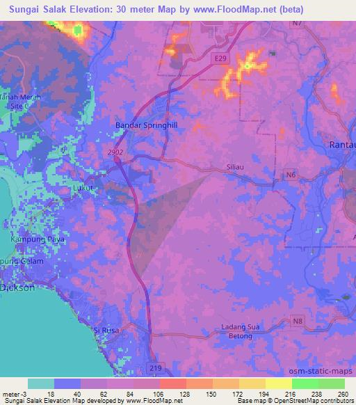 Sungai Salak,Malaysia Elevation Map