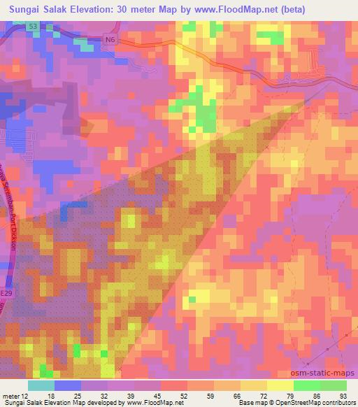 Sungai Salak,Malaysia Elevation Map