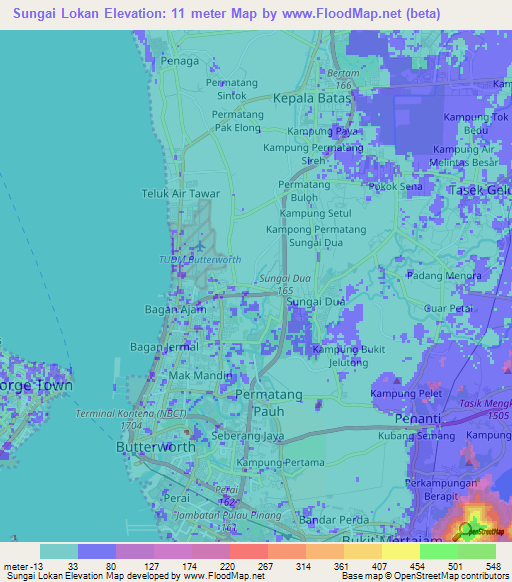 Sungai Lokan,Malaysia Elevation Map