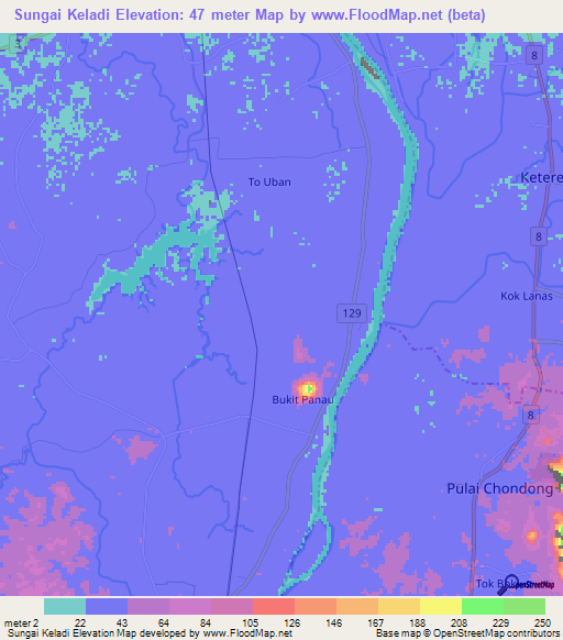 Sungai Keladi,Malaysia Elevation Map