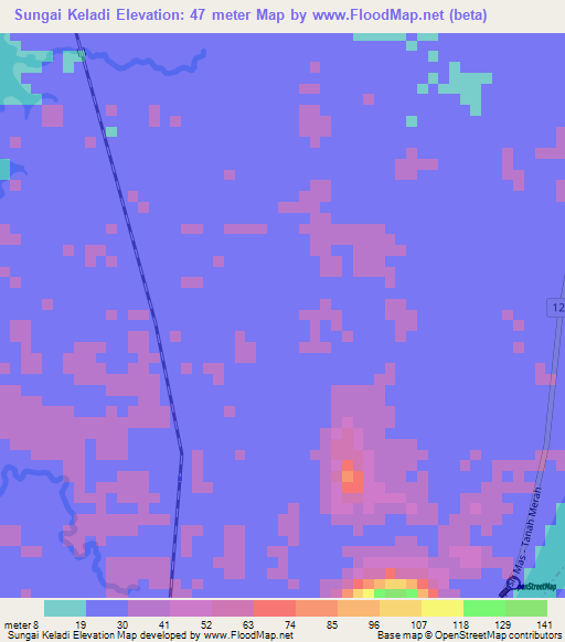 Sungai Keladi,Malaysia Elevation Map