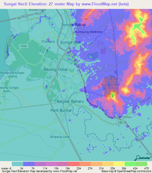 Sungai Kecil,Malaysia Elevation Map