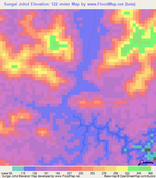 Sungai Johol,Malaysia Elevation Map