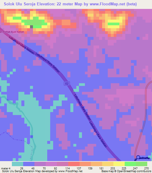 Solok Ulu Seroja,Malaysia Elevation Map