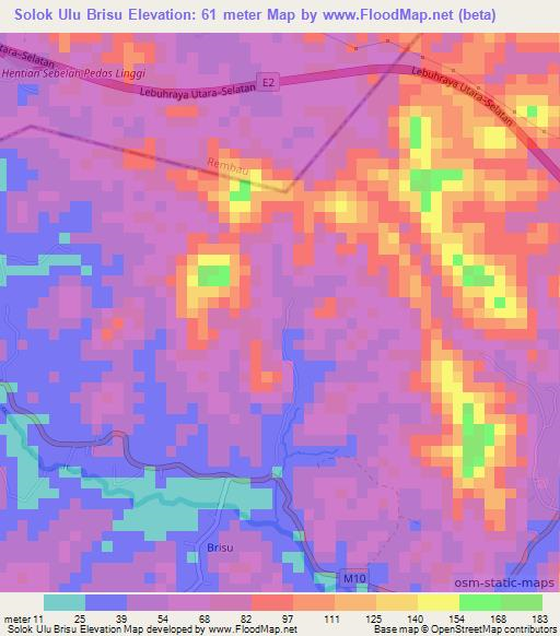 Solok Ulu Brisu,Malaysia Elevation Map