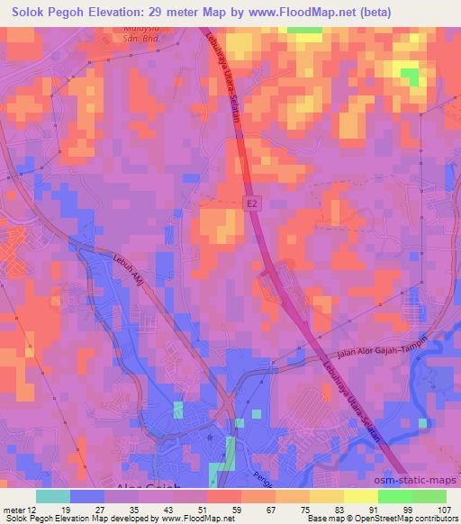 Solok Pegoh,Malaysia Elevation Map