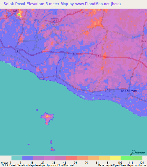 Solok Pasal,Malaysia Elevation Map