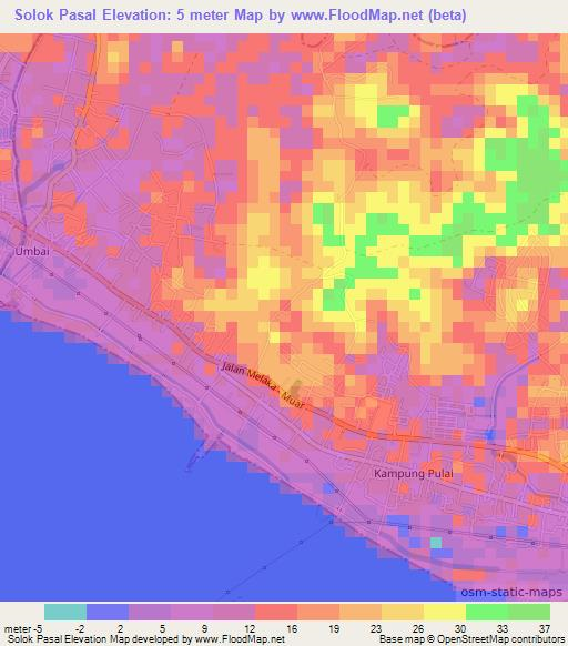 Solok Pasal,Malaysia Elevation Map