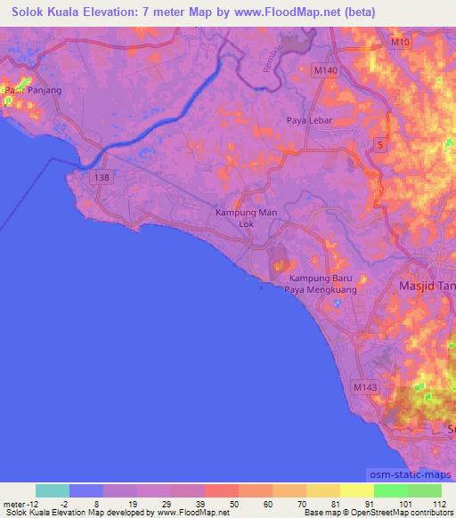 Solok Kuala,Malaysia Elevation Map