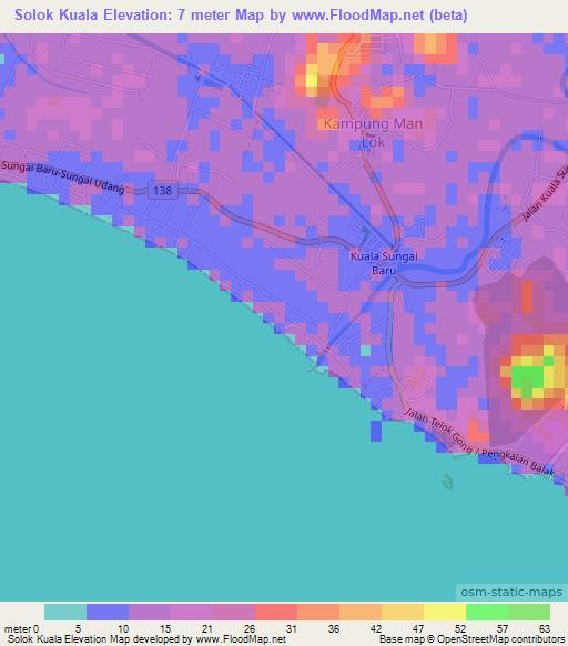 Solok Kuala,Malaysia Elevation Map