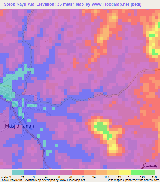 Solok Kayu Ara,Malaysia Elevation Map