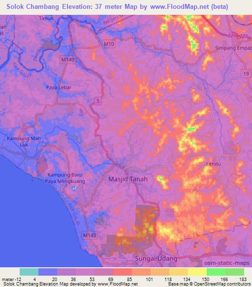 Solok Chambang,Malaysia Elevation Map