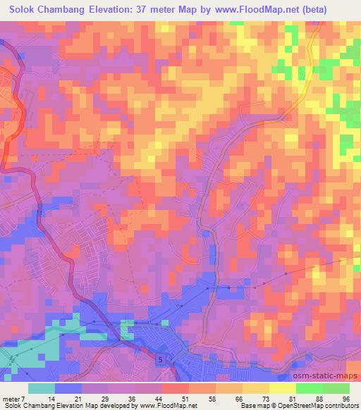 Solok Chambang,Malaysia Elevation Map