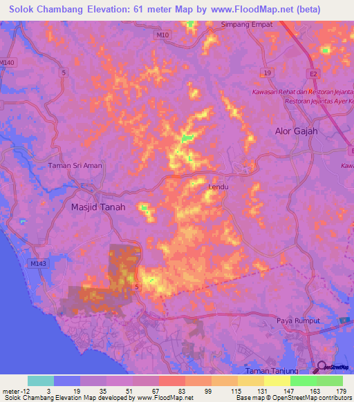 Solok Chambang,Malaysia Elevation Map