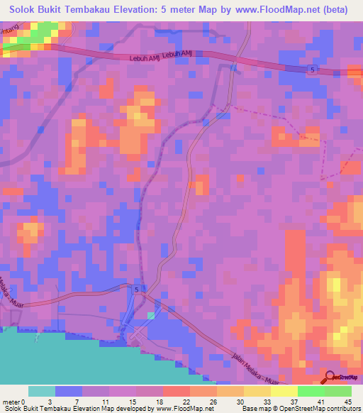 Solok Bukit Tembakau,Malaysia Elevation Map