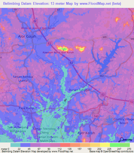 Belimbing Dalam,Malaysia Elevation Map