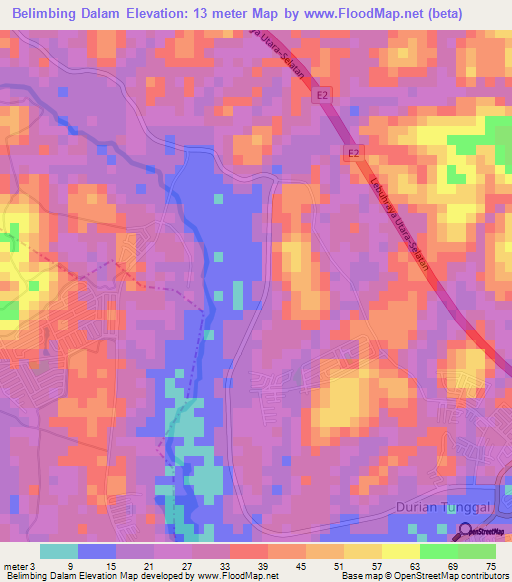 Belimbing Dalam,Malaysia Elevation Map