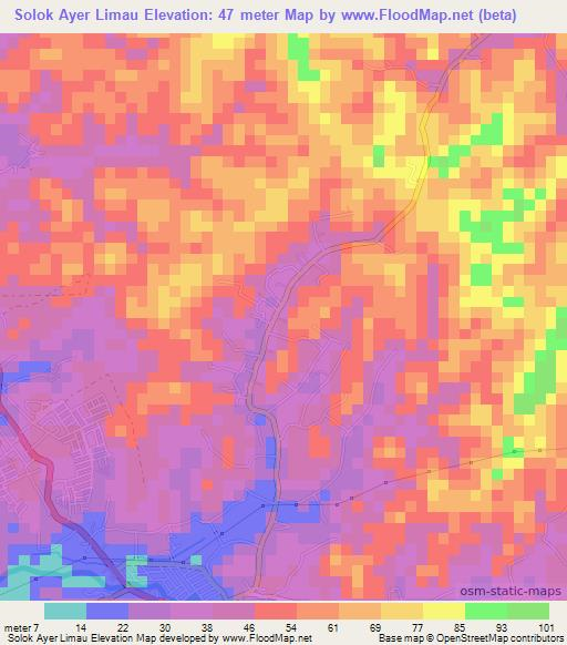 Solok Ayer Limau,Malaysia Elevation Map