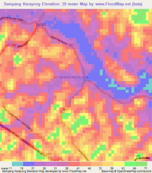 Sempang Kerayong,Malaysia Elevation Map