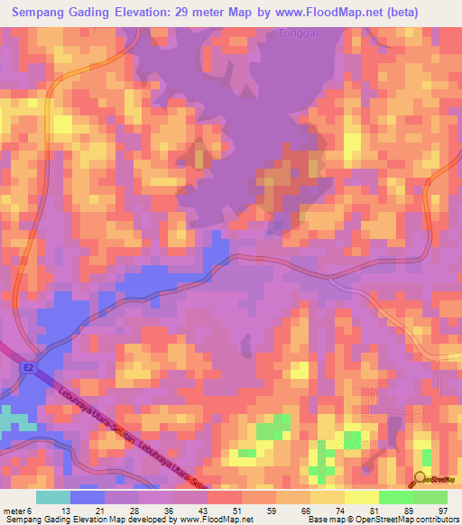 Sempang Gading,Malaysia Elevation Map